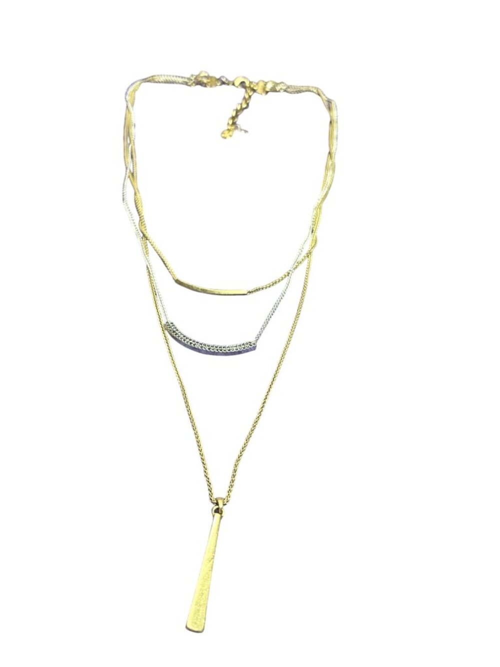Lucky Brand 3 in 1 Necklace Goldtone Silvertone Black Rhinestones Boho Retro - Picture 1 of 4